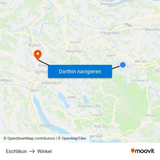 Eschlikon to Winkel map