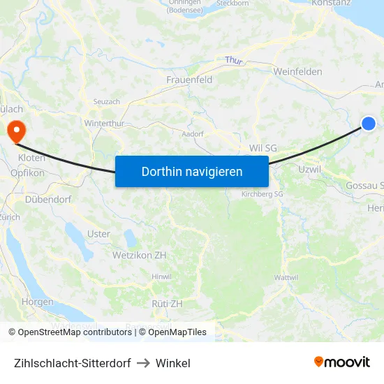 Zihlschlacht-Sitterdorf to Winkel map