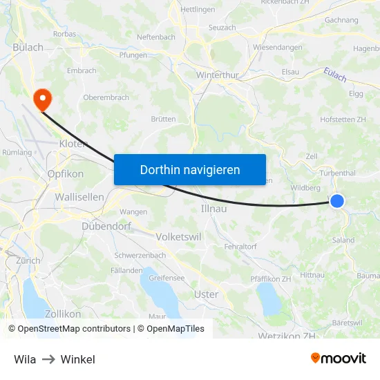 Wila to Winkel map