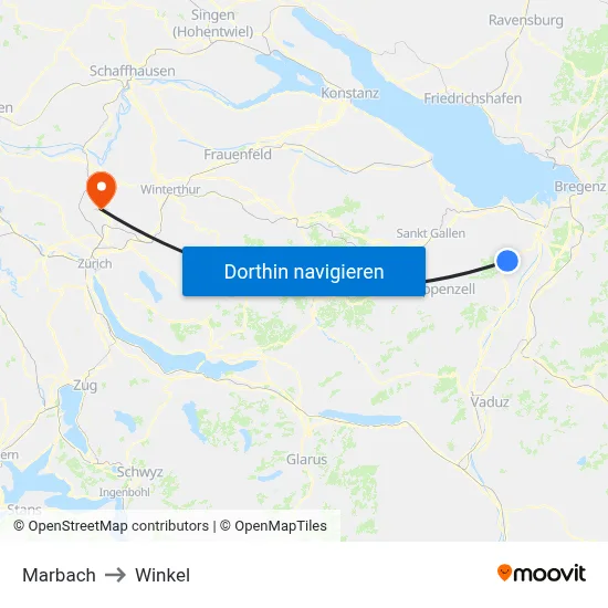 Marbach to Winkel map