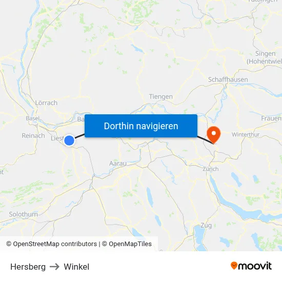 Hersberg to Winkel map