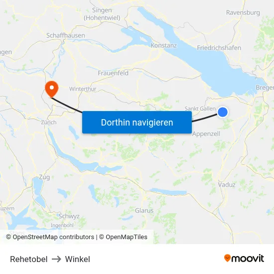 Rehetobel to Winkel map