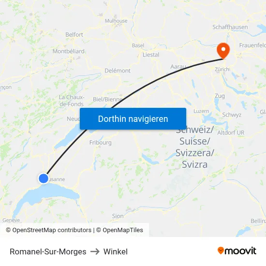 Romanel-Sur-Morges to Winkel map
