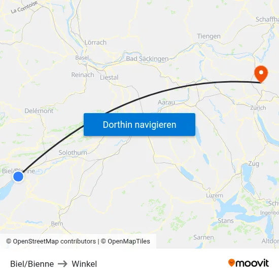 Biel/Bienne to Winkel map