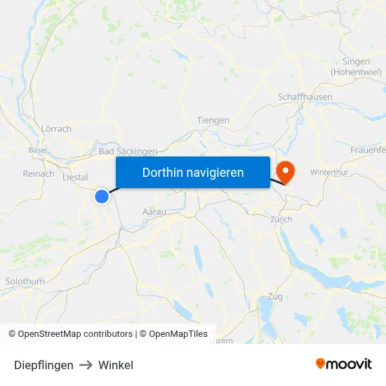 Diepflingen to Winkel map