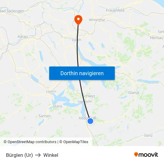 Bürglen (Ur) to Winkel map