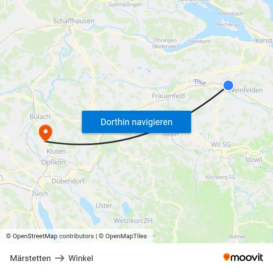 Märstetten to Winkel map