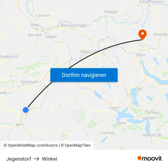Jegenstorf to Winkel map