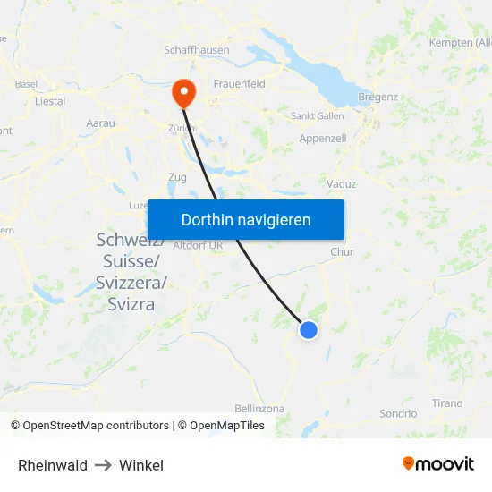 Rheinwald to Winkel map