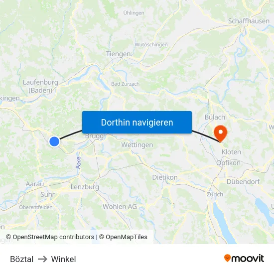 Böztal to Winkel map