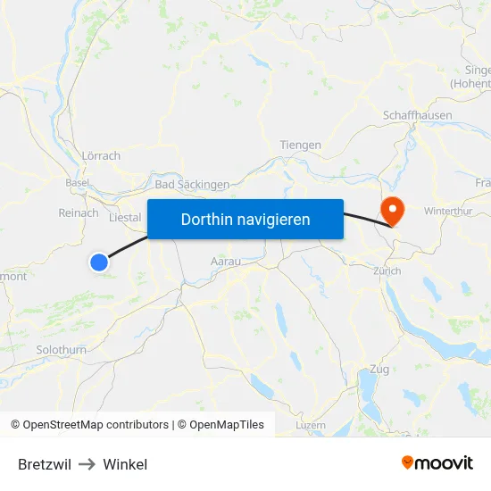 Bretzwil to Winkel map
