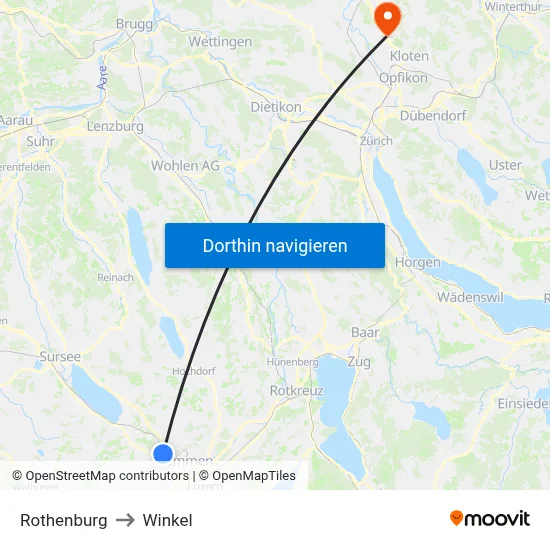 Rothenburg to Winkel map