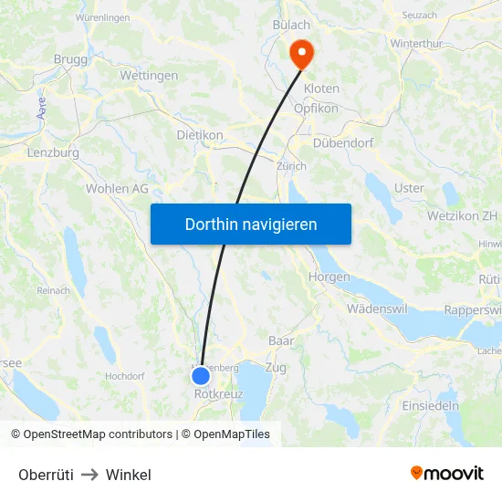 Oberrüti to Winkel map