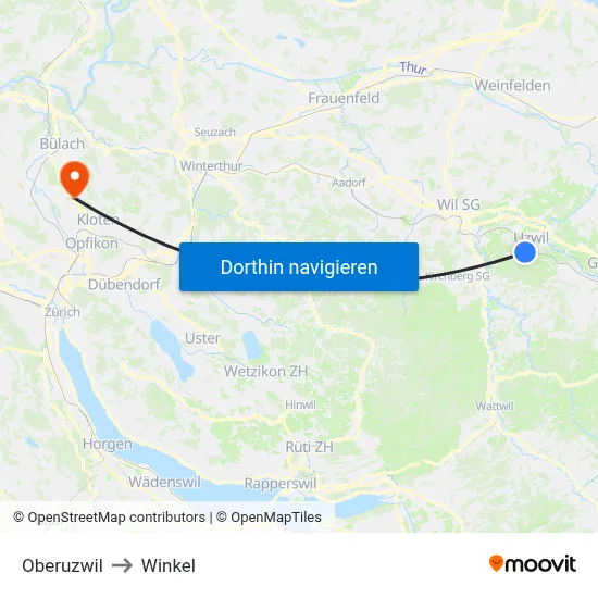 Oberuzwil to Winkel map