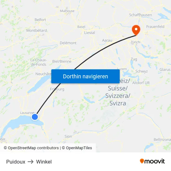 Puidoux to Winkel map