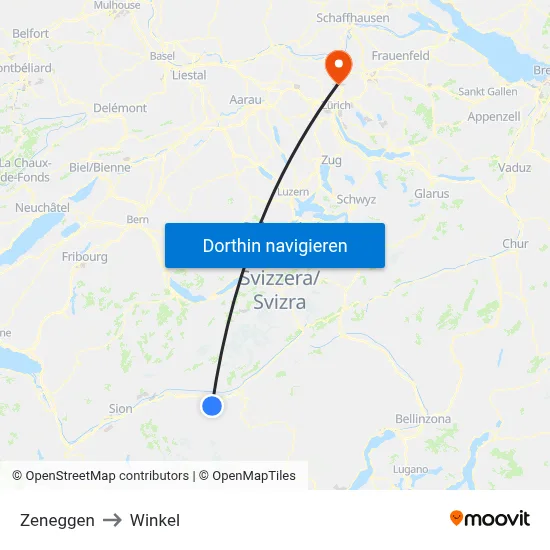 Zeneggen to Winkel map