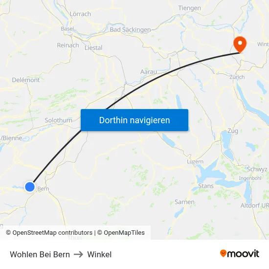 Wohlen Bei Bern to Winkel map