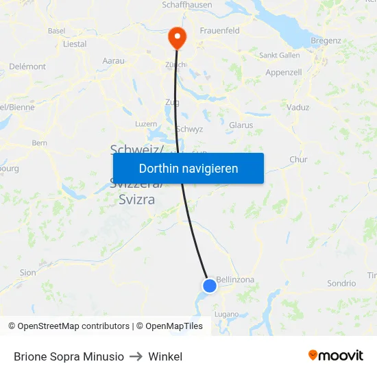 Brione Sopra Minusio to Winkel map
