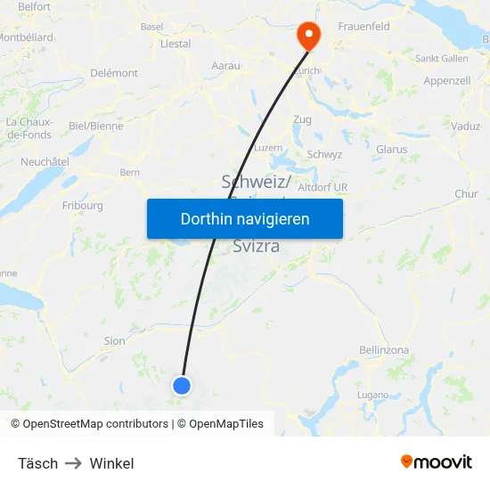 Täsch to Winkel map