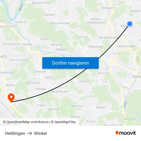 Hettlingen to Winkel map