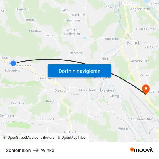 Schleinikon to Winkel map