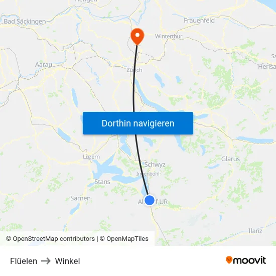 Flüelen to Winkel map