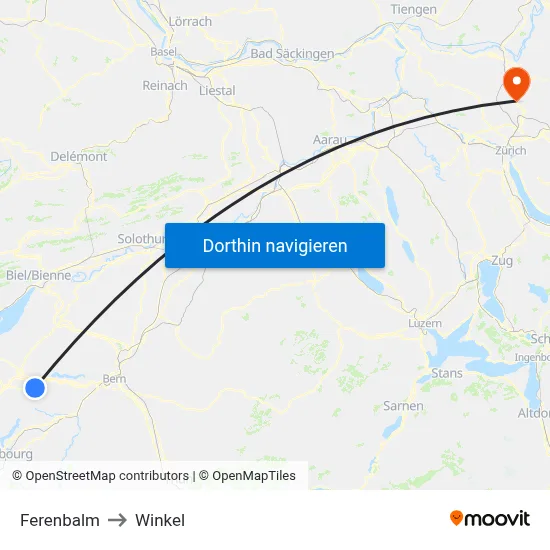 Ferenbalm to Winkel map