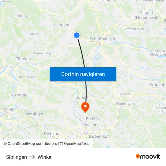 Siblingen to Winkel map