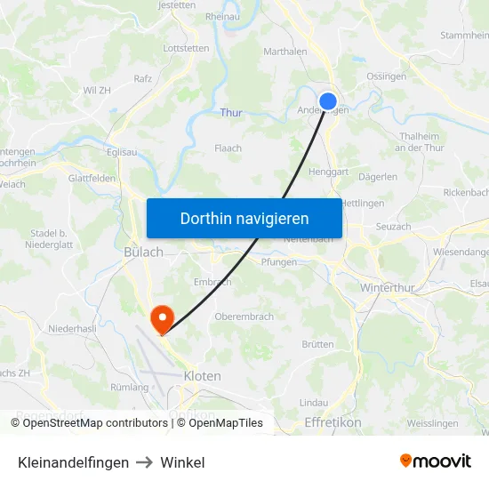 Kleinandelfingen to Winkel map