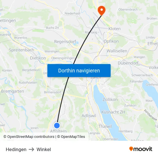 Hedingen to Winkel map