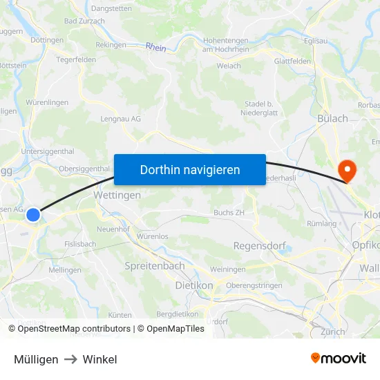 Mülligen to Winkel map