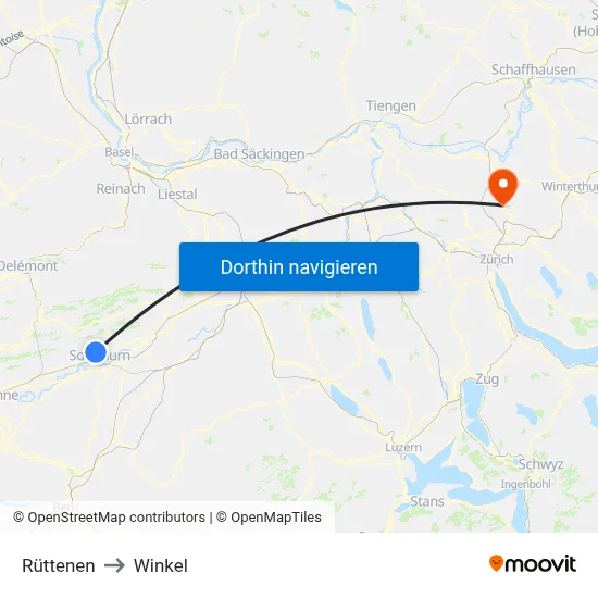 Rüttenen to Winkel map
