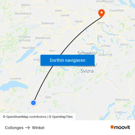 Collonges to Winkel map