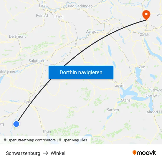 Schwarzenburg to Winkel map