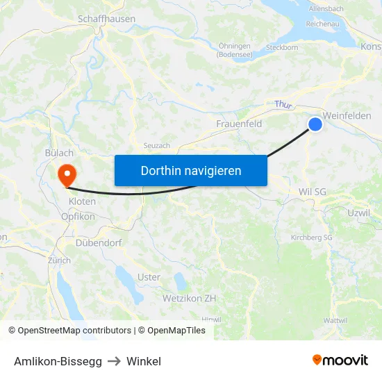 Amlikon-Bissegg to Winkel map