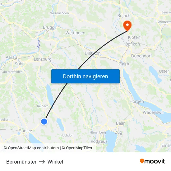 Beromünster to Winkel map