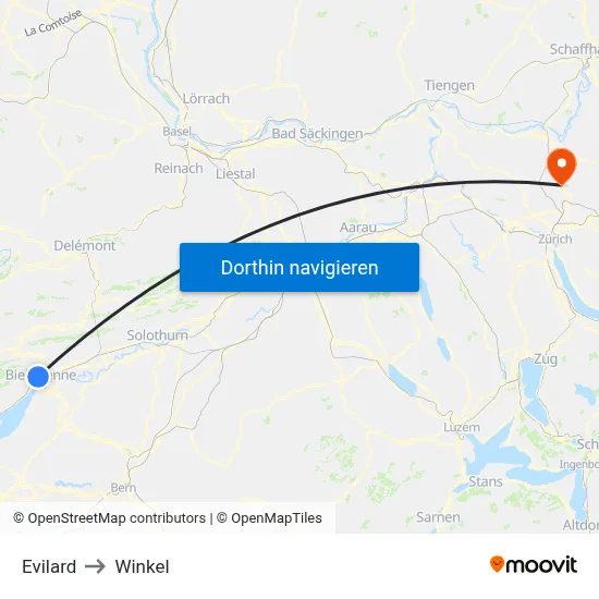 Evilard to Winkel map