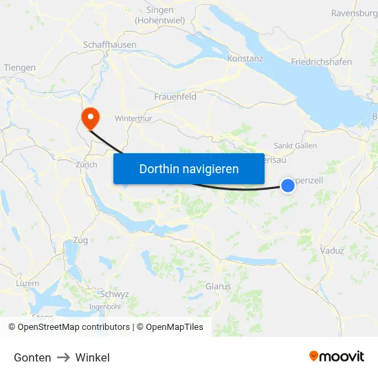 Gonten to Winkel map
