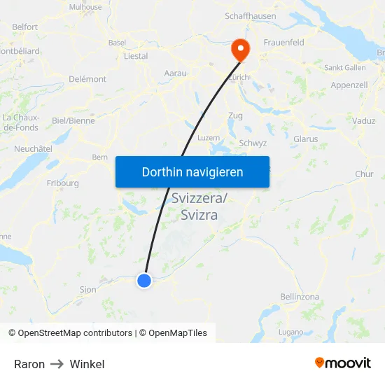 Raron to Winkel map