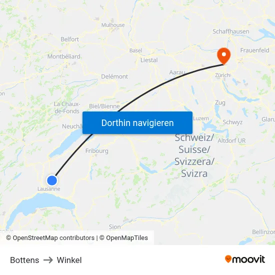 Bottens to Winkel map