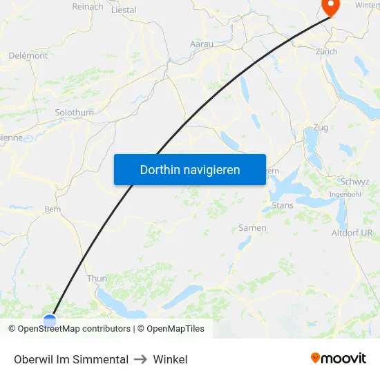 Oberwil Im Simmental to Winkel map