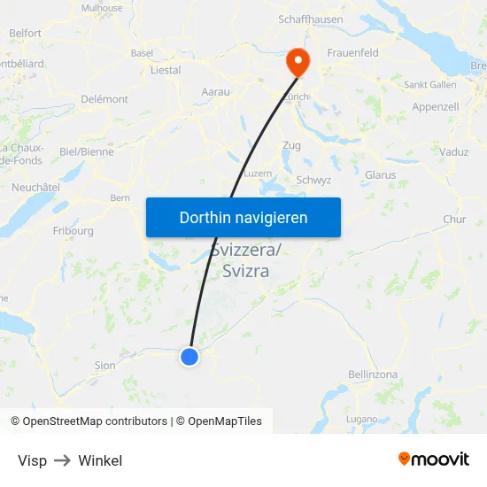 Visp to Winkel map