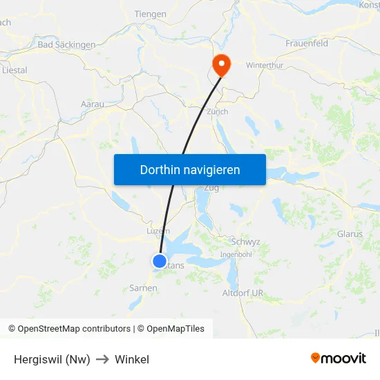 Hergiswil (Nw) to Winkel map