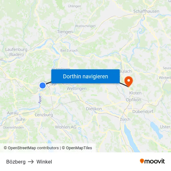 Bözberg to Winkel map