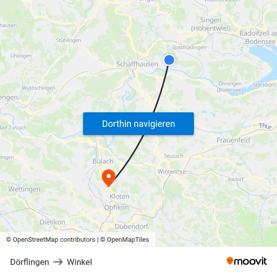Dörflingen to Winkel map