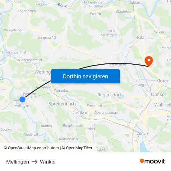 Mellingen to Winkel map