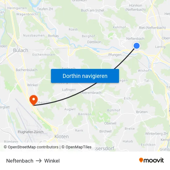 Neftenbach to Winkel map