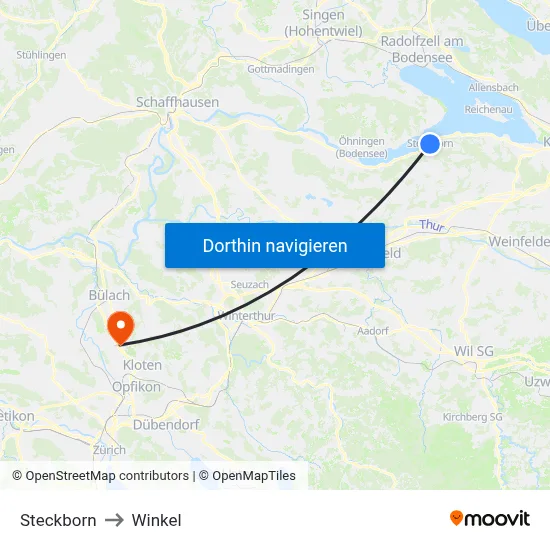 Steckborn to Winkel map