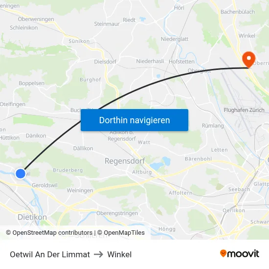 Oetwil An Der Limmat to Winkel map