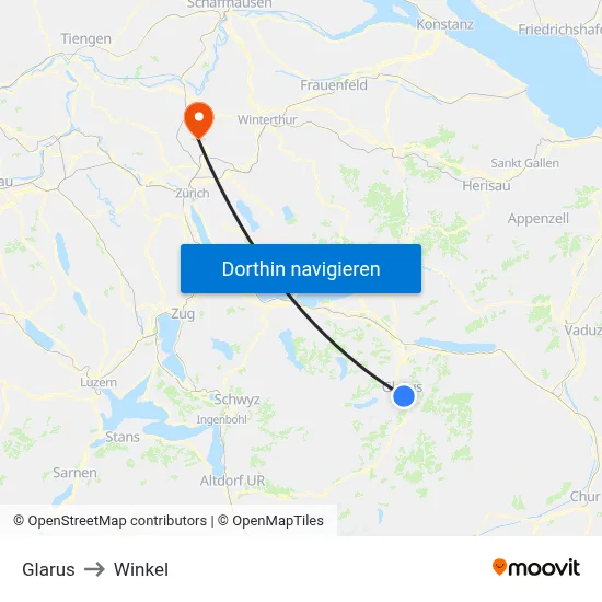 Glarus to Winkel map